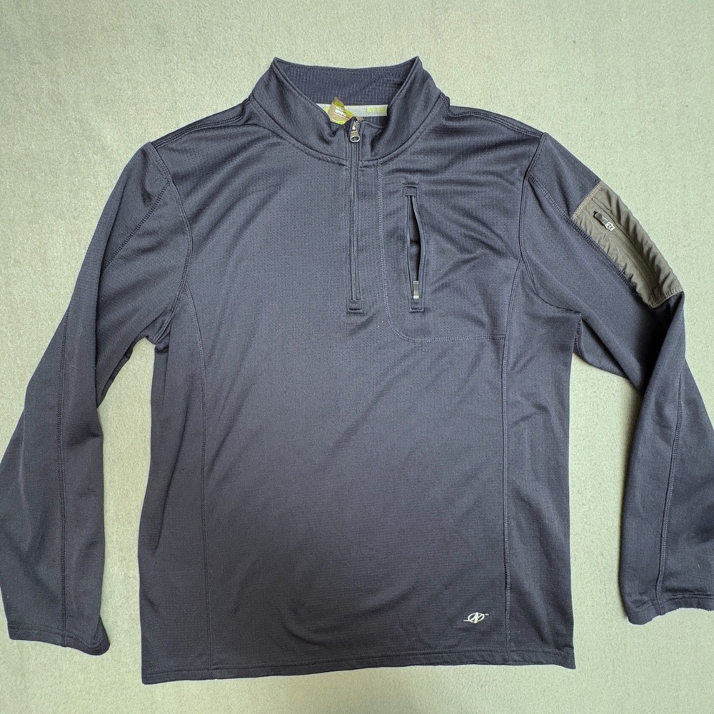 NordicTrack NT Dri Mens‎ Medium Gray Quarter Zip Pullover Athletic Shirt Pocket